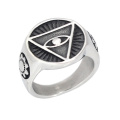 Vintage 316L Stainless Steel Male Punk Jewelry Triangle Eye Men Ring